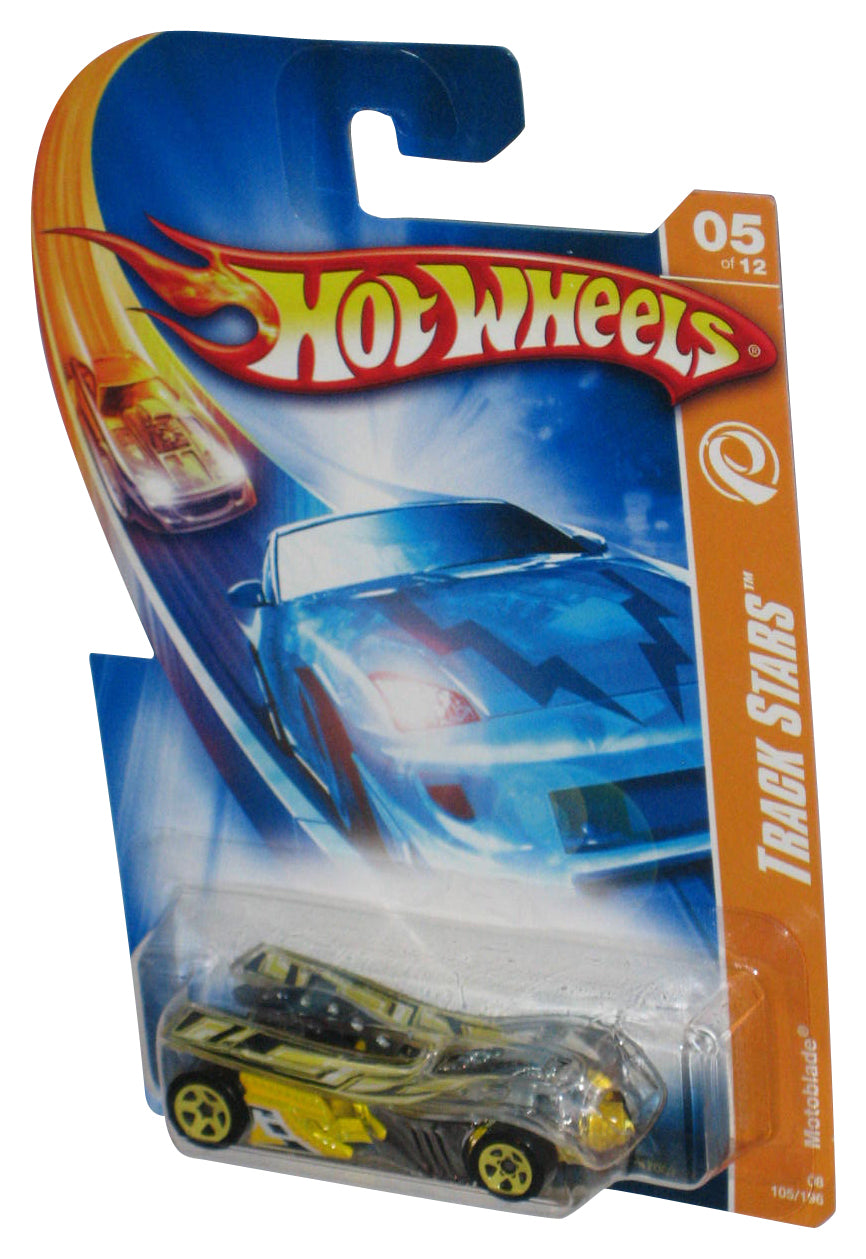 Hot Wheels Track Stars 5/12 Motoblade (2007) Mattel Yellow Toy Car 105/156