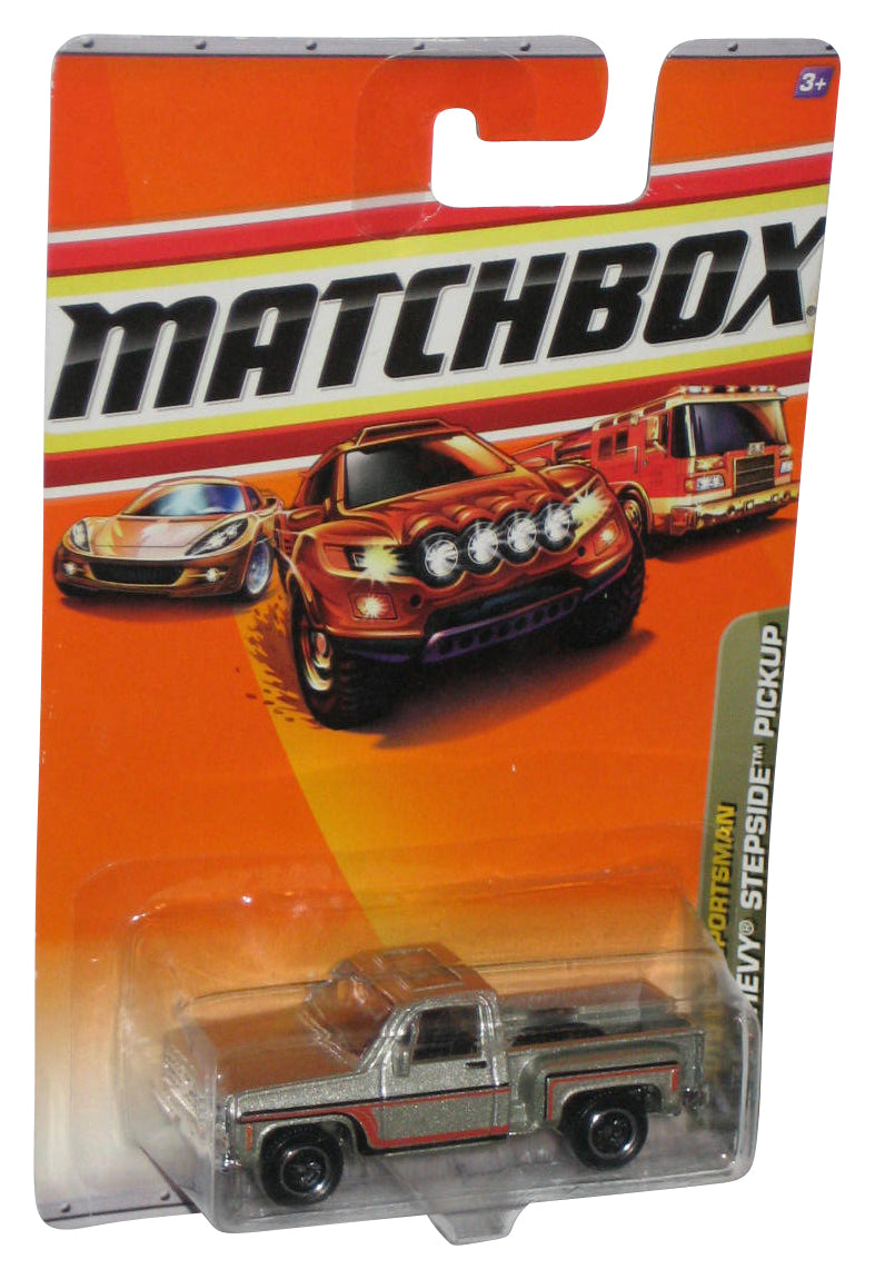 Matchbox Outdoor Sportsman (2009) Silver '75 Chevy Stepside Toy Truck 76/100 - (Dented Plastic)