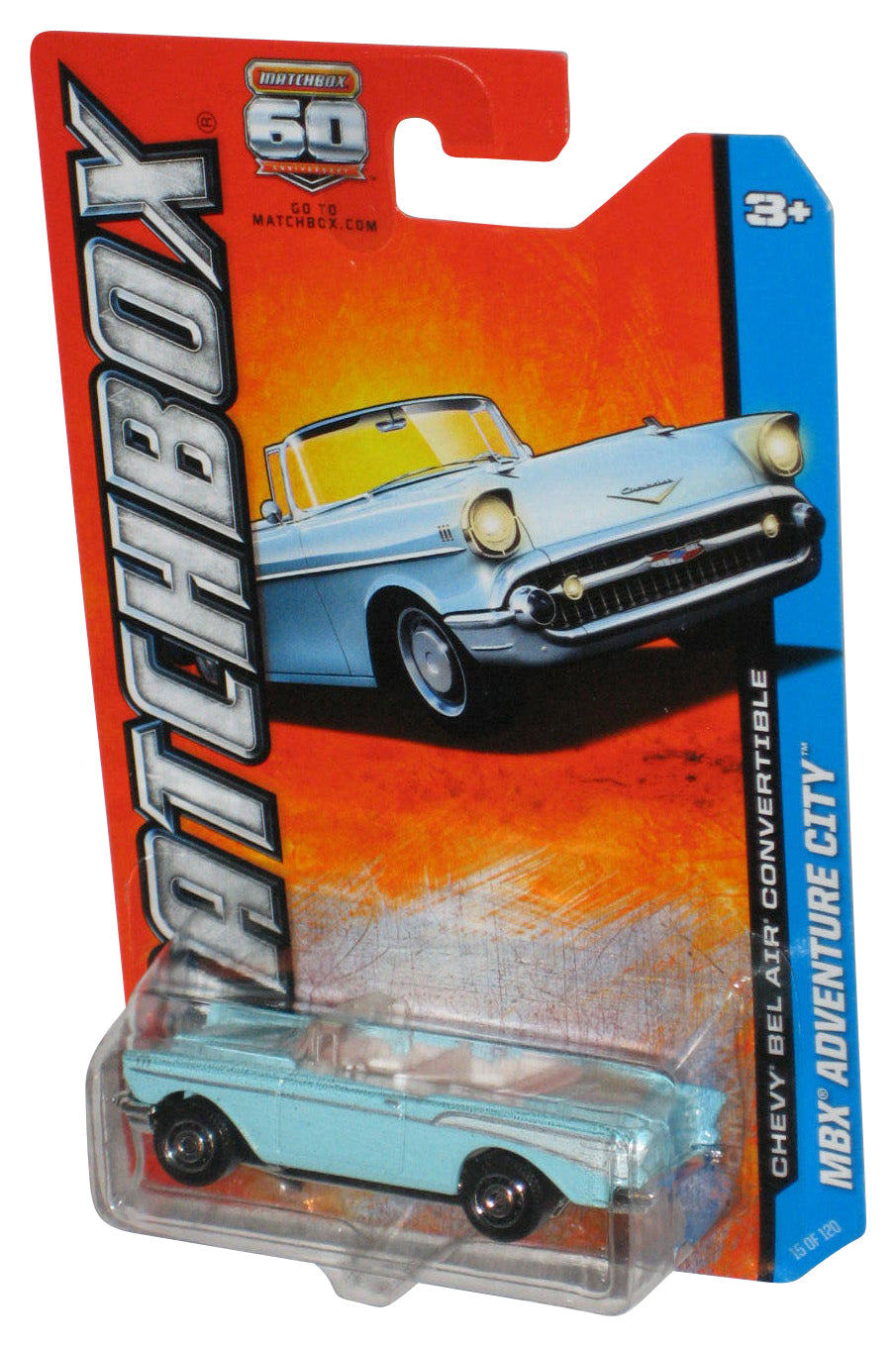 Matchbox MBX Adventure City (2012) Blue Chevy Bel Air Convertible Car 15/120