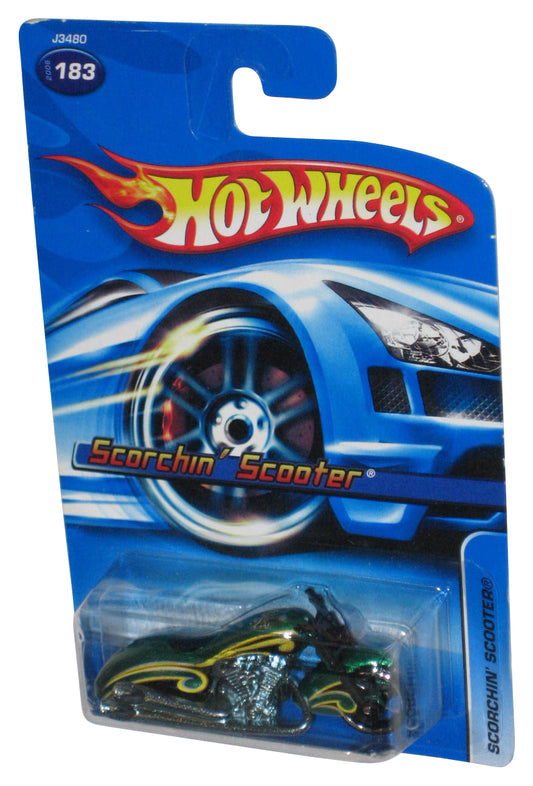 Hot Wheels Scorchin' Scooter (2006) Green Motorcycle Bike Toy #183