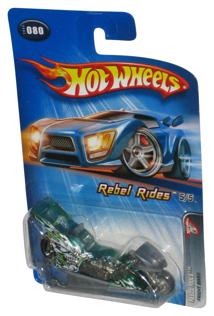 Hot Wheels Rebel Rides 5/5 (2005) Green Fright Bike Motorcycle Toy #080