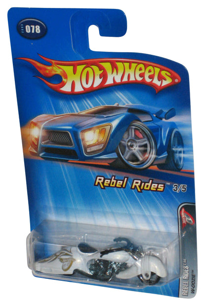 Hot Wheels Rebel Rides 3/5 (2005) White W-Oozie Motorcycle Bike Toy #078