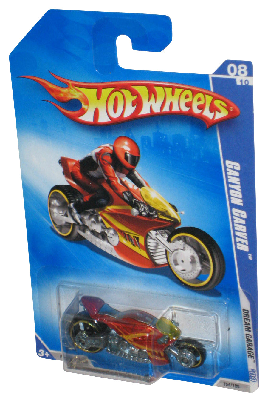 Hot Wheels Dream Garage '09 8/10 Red Canyon Carver Motorcycle Bike Toy 154/190