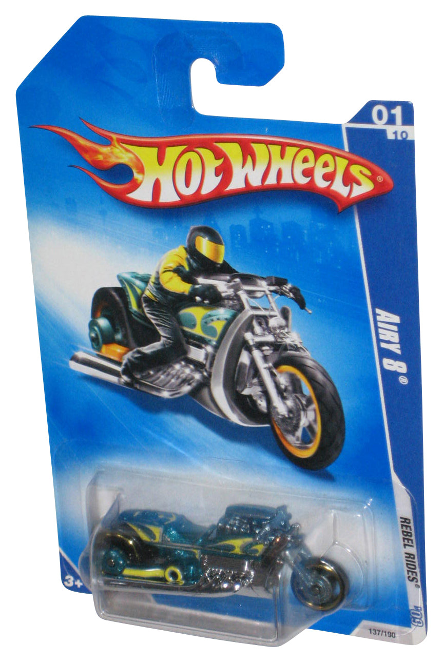 Hot Wheels Airy 8 Teal & Yellow Motorcycle Bike Die-Cast Toy 137/190