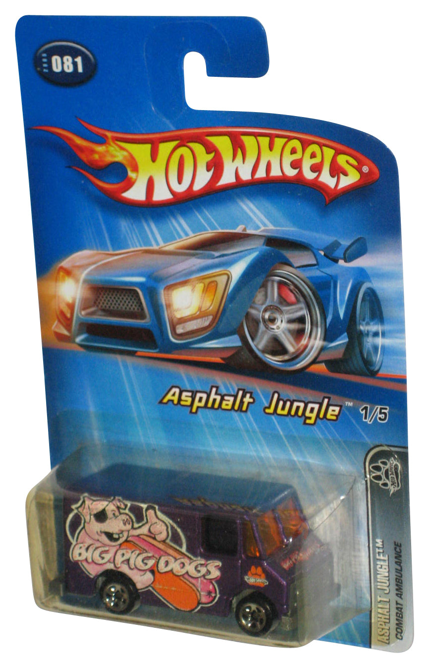 Hot Wheels Asphalt Jungle 1/5 (2005) Purple Big Pig Dogs Purple Combat Ambulance Toy #081