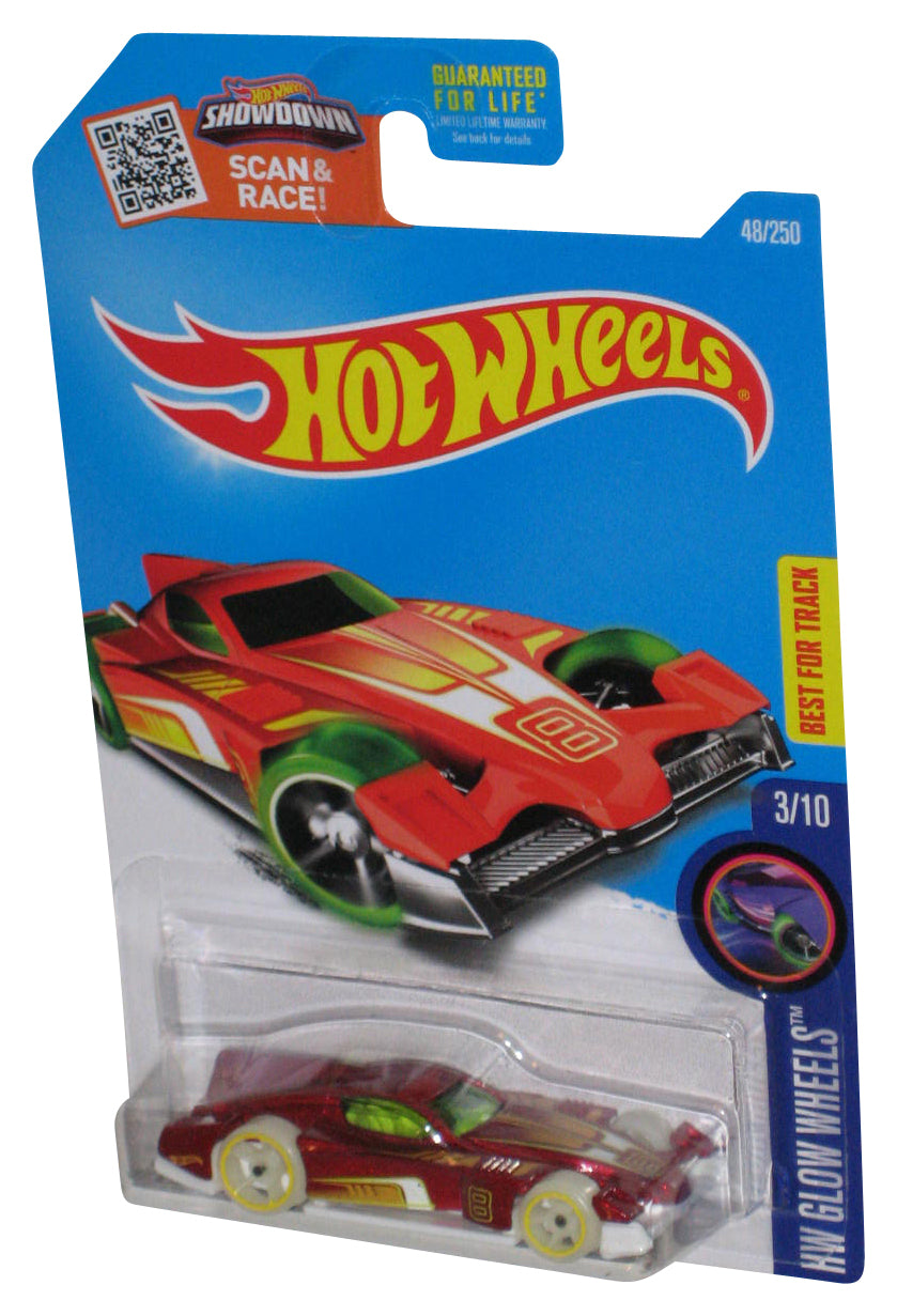 Hot Wheels HW Glow 3/10 (2016) Red Formul8r Toy Car 48/250