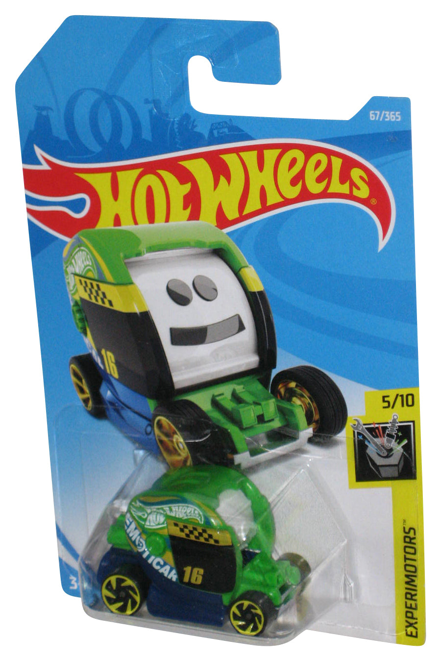 Hot Wheels Experimotors 5/10 (2017) Green Emoticar Toy Car 67/365