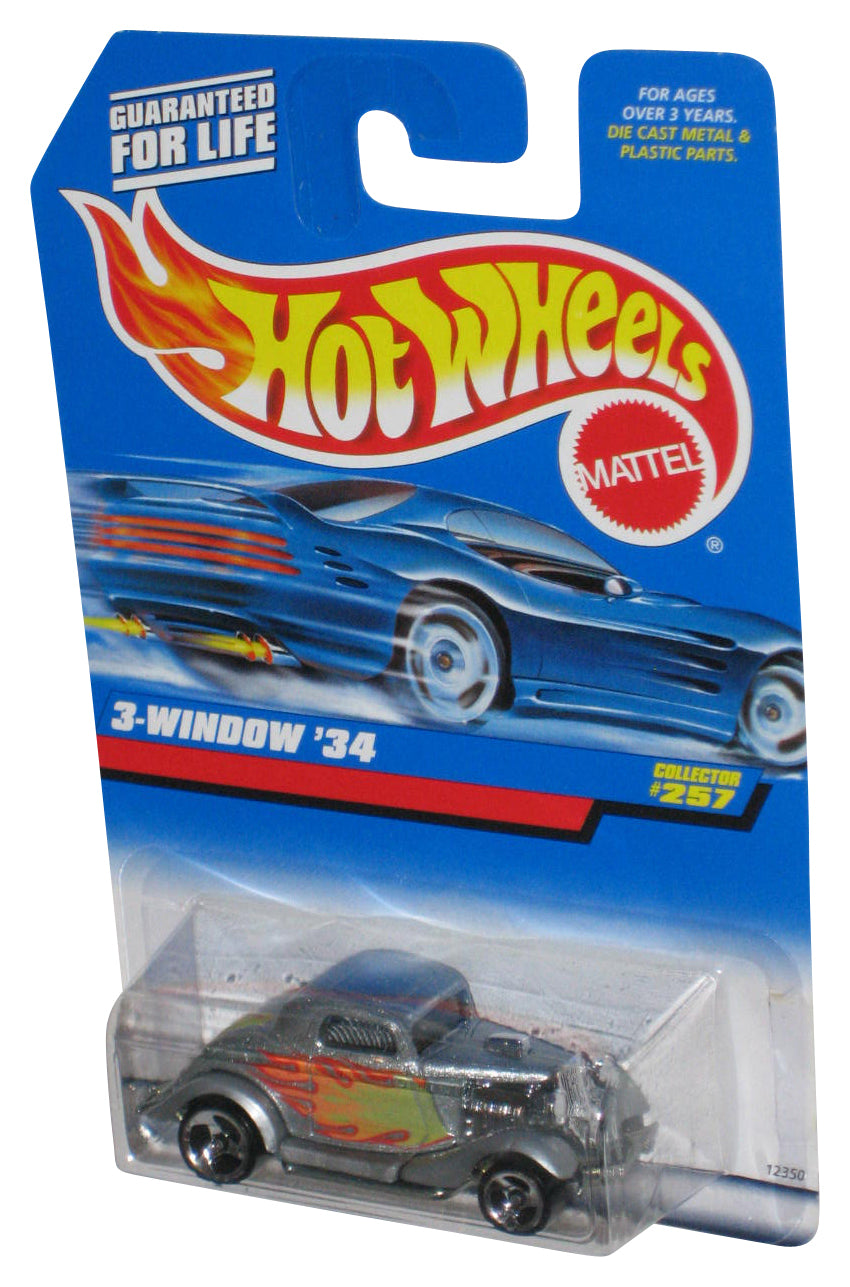 Hot Wheels 3-Window '34 (1997) Mattel Silver Die-Cast Toy Car #257