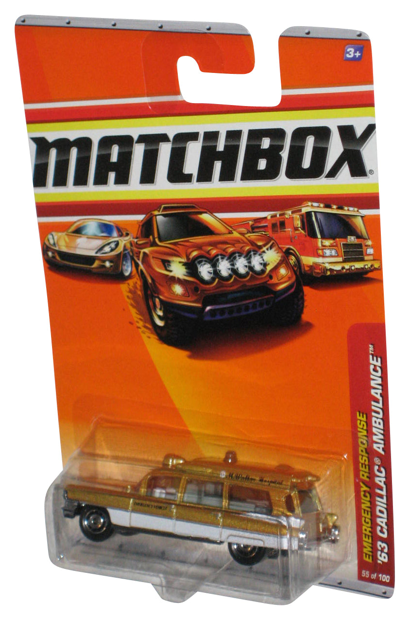 Matchbox Emergency Response (2010) Toy Gold '63 Cadillac Ambulance #55/100