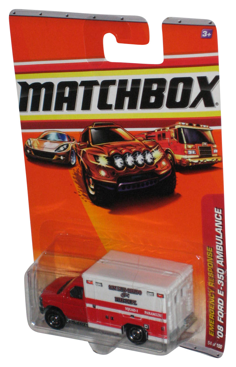 Matchbox Emergency Response (2009) Red & White '08 Ford E-350 Ambulance Toy 54/100