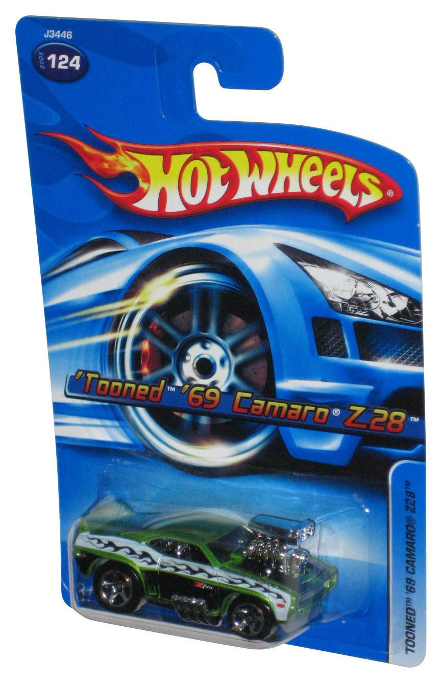 Hot Wheels Tooned '69 Camaro Z28 (2006) Mattel Green Toy Car #124