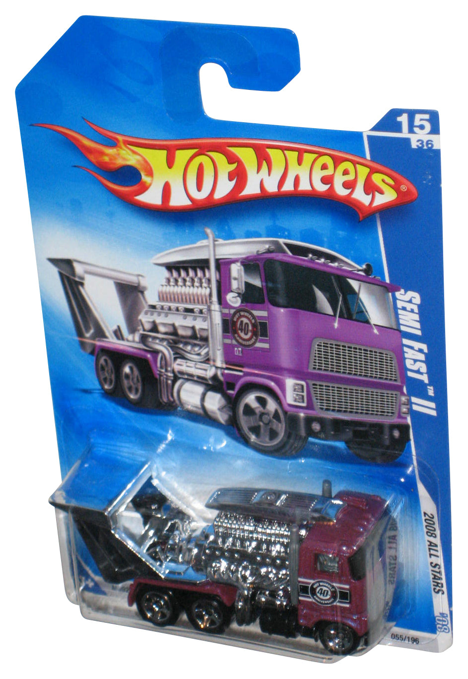 Hot Wheels 2008 All Stars Purple Semi Fast II Toy Truck 055/196