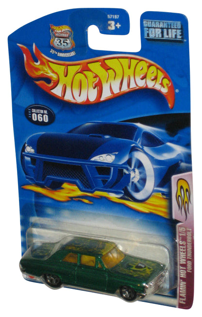 Hot Wheels Flammin' 1/5 (2003) Green Ford Thunderbolt Toy Car #060