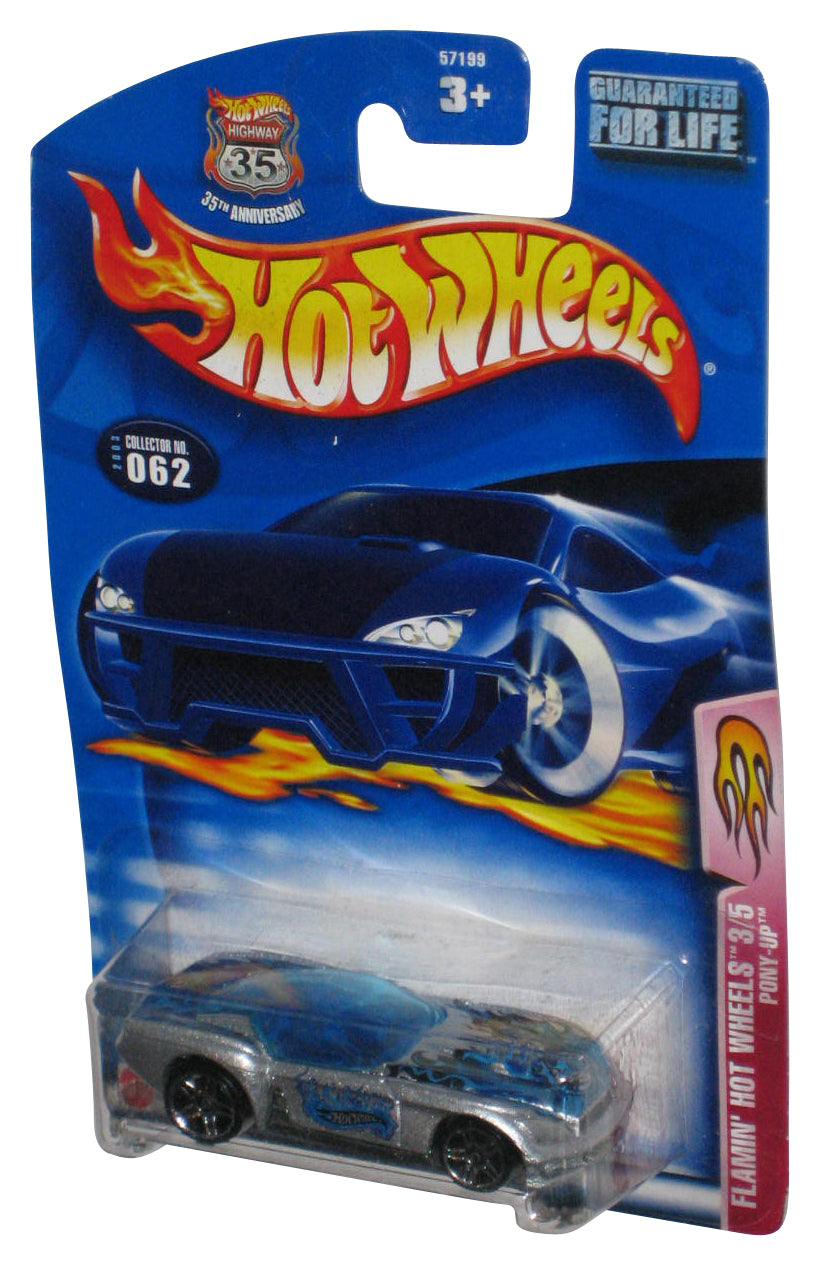Hot Wheels Flammin' 3/5 (2003) Silver Pony-Up Toy Car #062