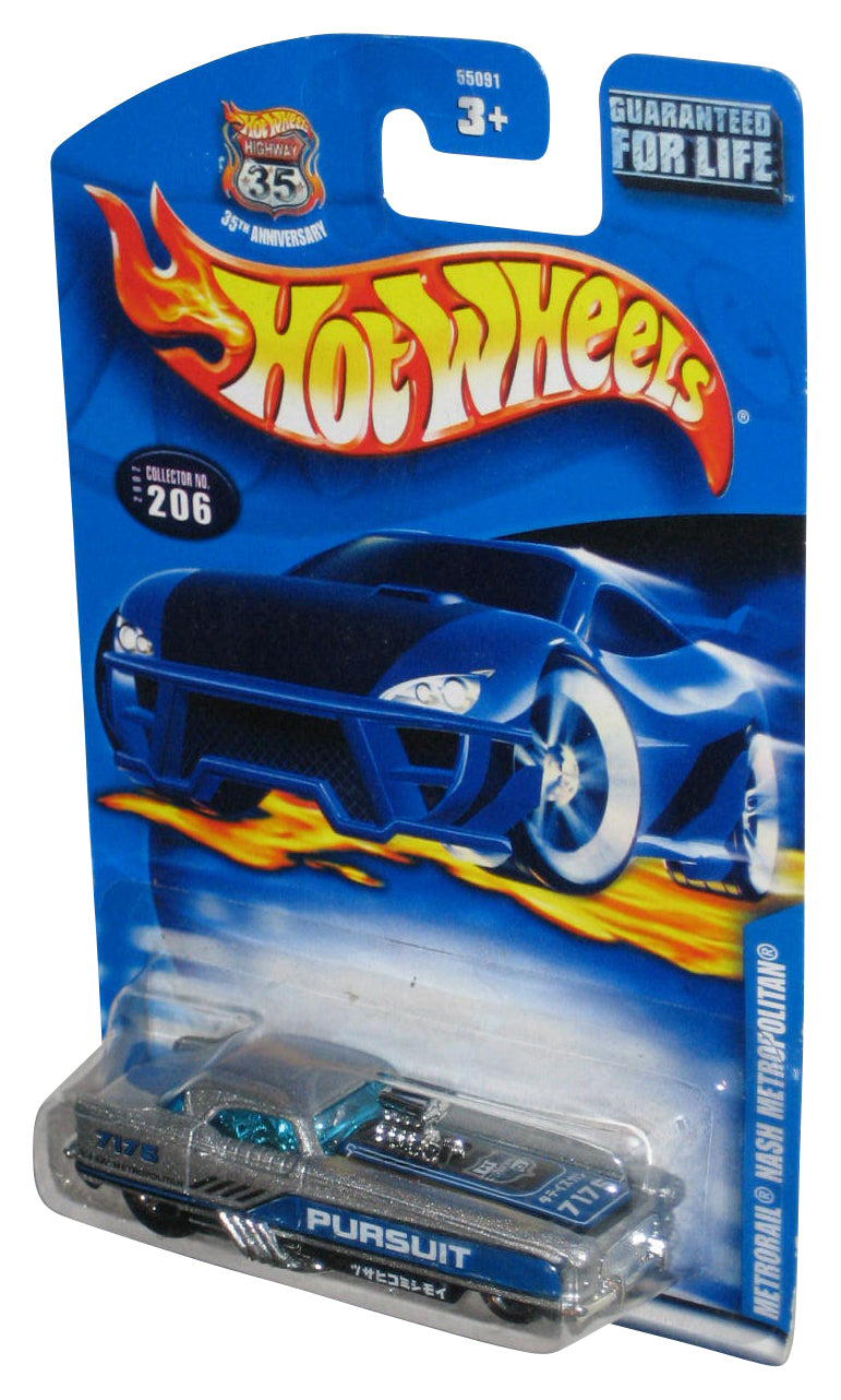 Hot Wheels Metrorail Nash Metropolitan (2002) Silver Pursuit Toy Car #206