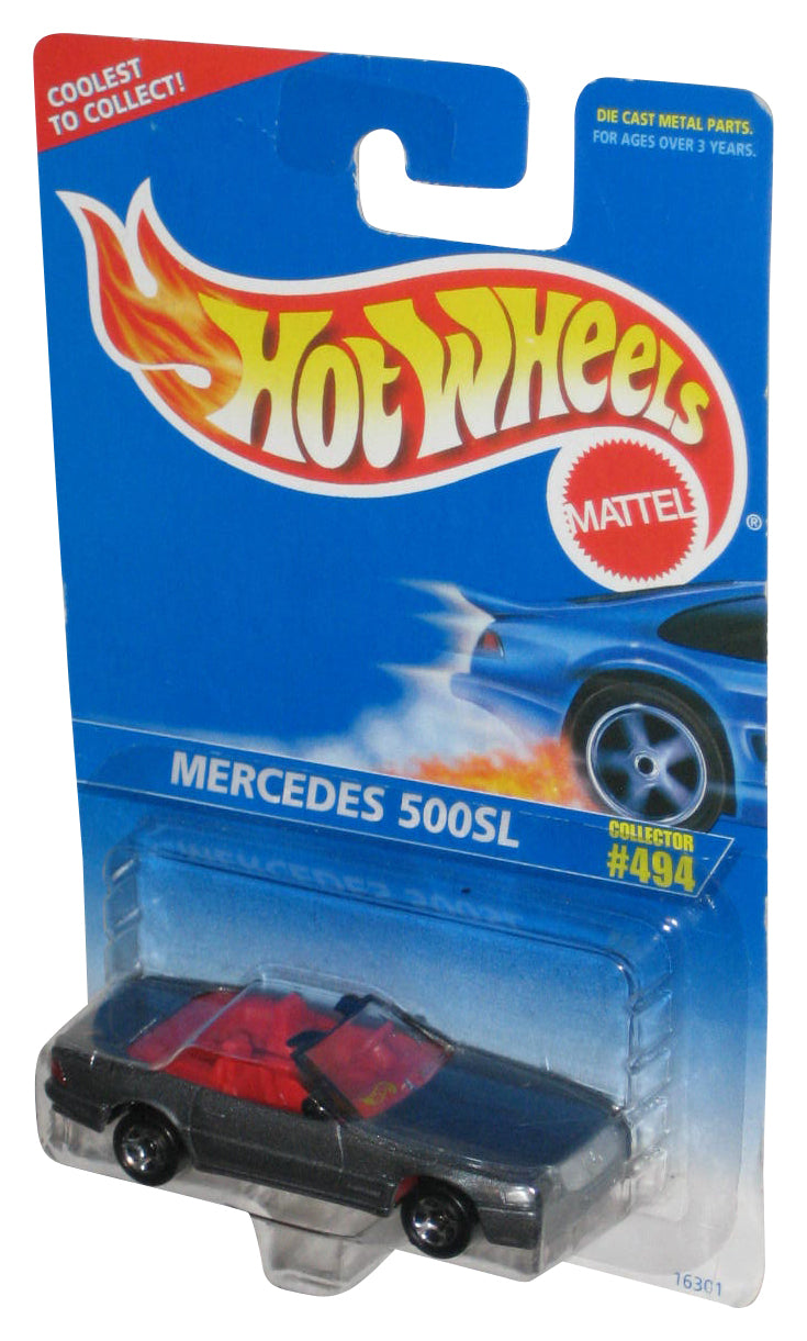 Hot Wheels Mercedes 500SL (1995) Mattel Silver Collector Toy Car #494 - (Minor Corner Wear)