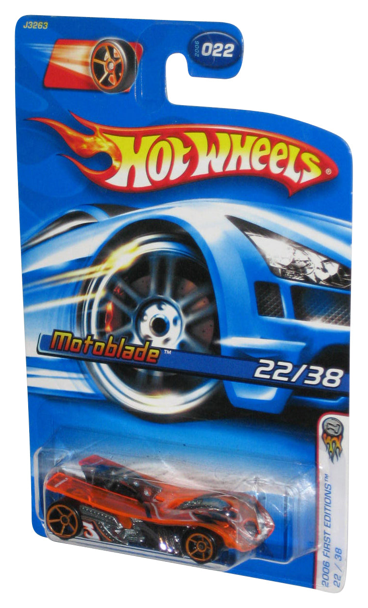 Hot Wheels 2006 First Editions 22/38 Orange Motoblade Toy Car #022 - (Faster Than Ever Racing Wheel Card)