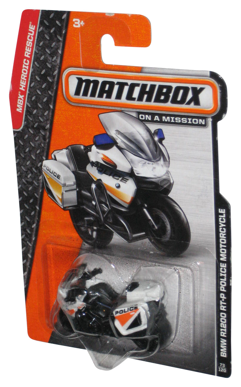 Matchbox MBX Heroic Rescue (2014) Black & White BMW R1200 RT-P Toy Motorcycle Bike #73/120 - (Variant B)