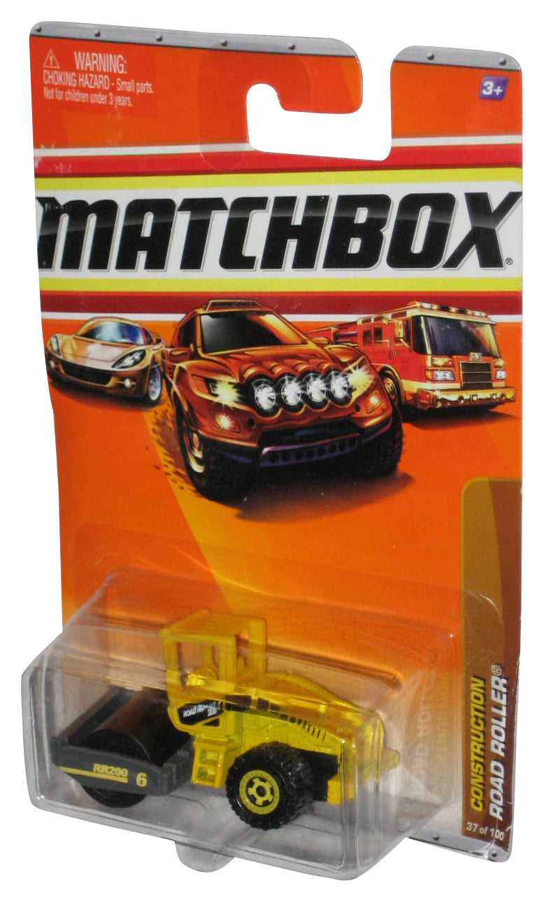 Matchbox Construction (2009) Yellow Road Roller Toy Vehicle 37/100 - (Card Minor Wear)