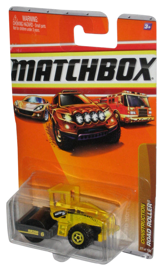 Matchbox Construction (2009) Yellow Road Roller Toy Vehicle 37/100 - (Card Minor Wear)