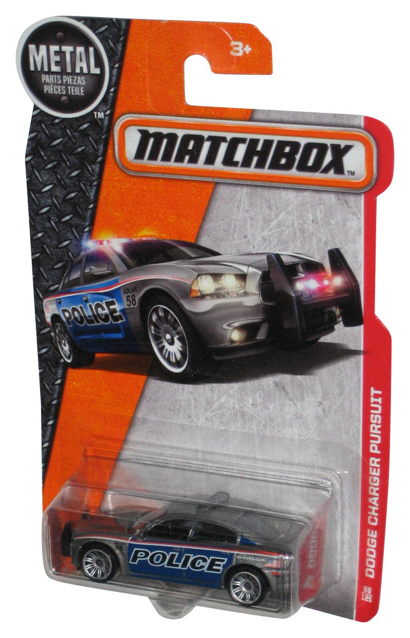 Matchbox Dodge Charger Pursuit (2015) Mattel Silver Police Toy Car 86/125