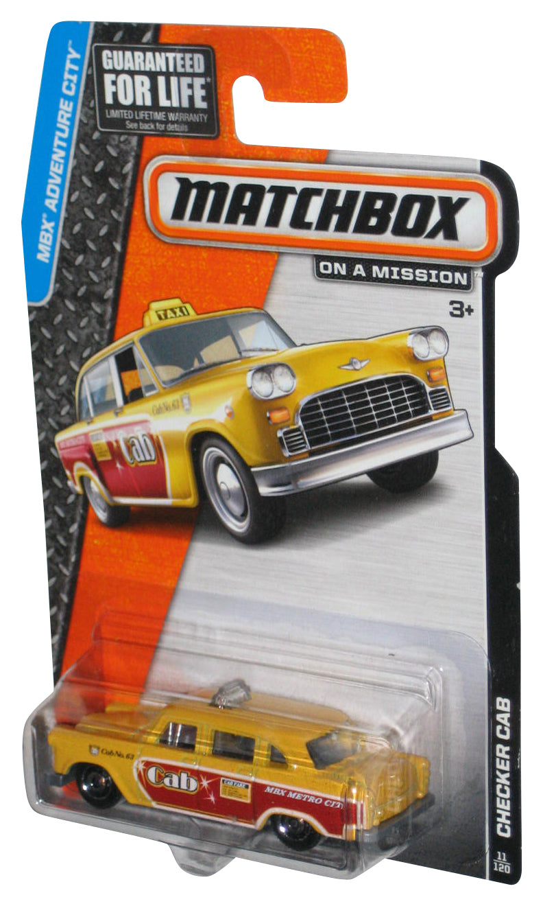 Matchbox MBX Adventure City (2014) Yellow Checker Cab Toy Car 11/120