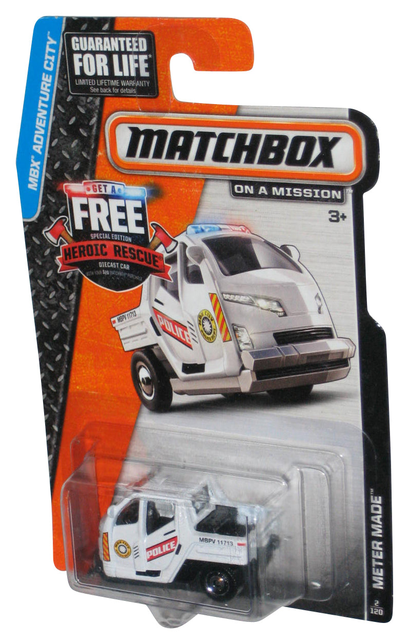 Matchbox MBX Adventure City (2014) White Police Meter Made Toy Car 2/120