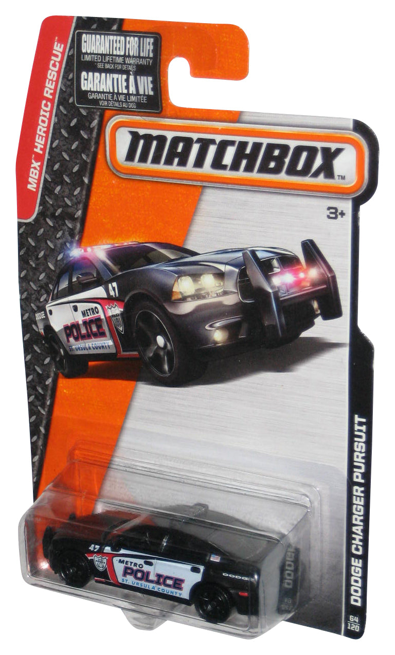 Matchbox MBX Heroic Rescue (2012) Black Dodge Charger Pursuit Toy Car 64/120
