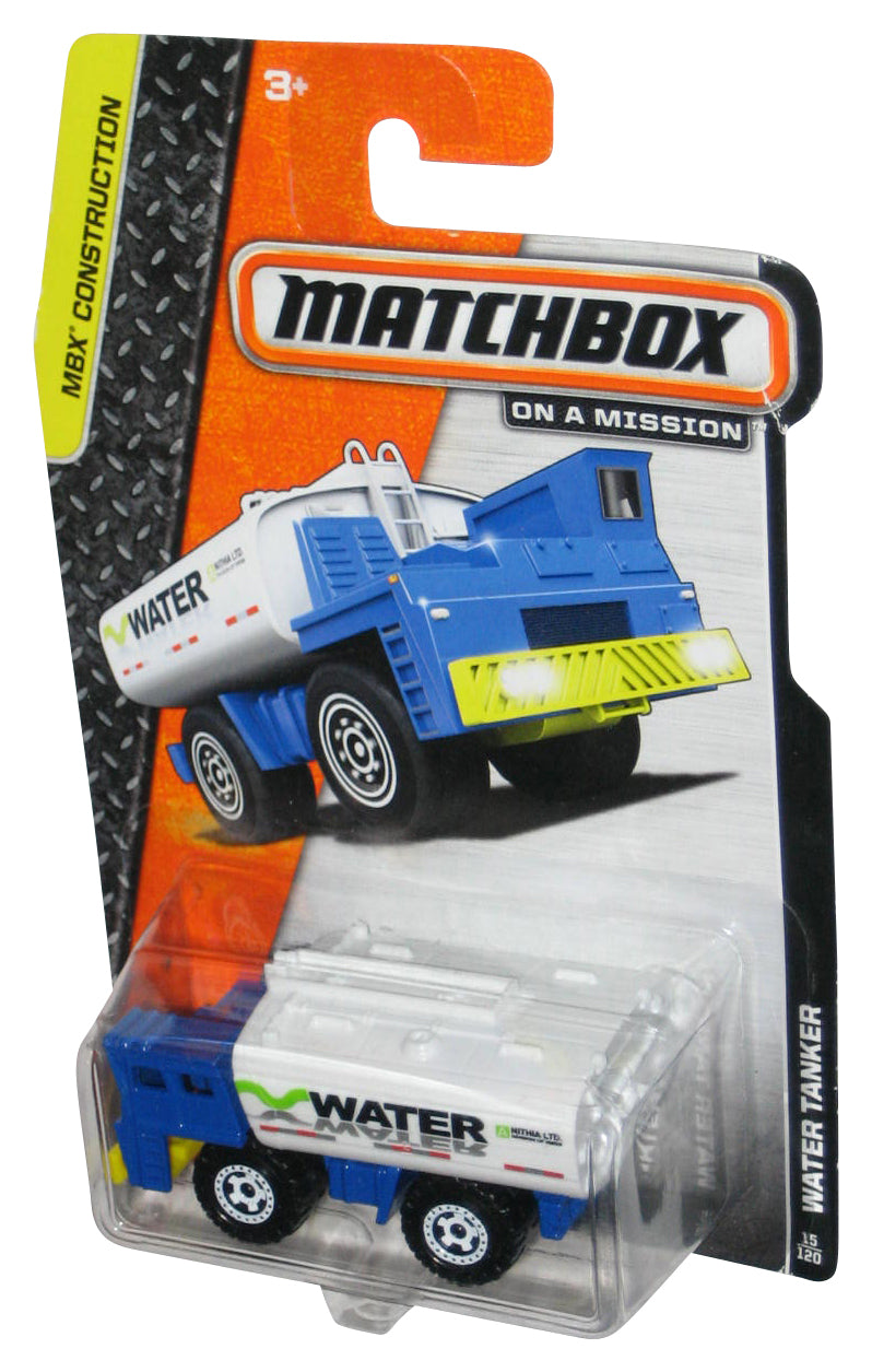 Matchbox MBX Construction (2013) Blue & White Toy Water Tanker 15/120 - (Cracked Plastic)