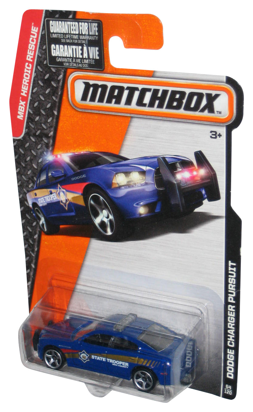 Matchbox MBX Heroic Rescue (2015) Blue Dodge Charger Pursuit Toy Car 64/120