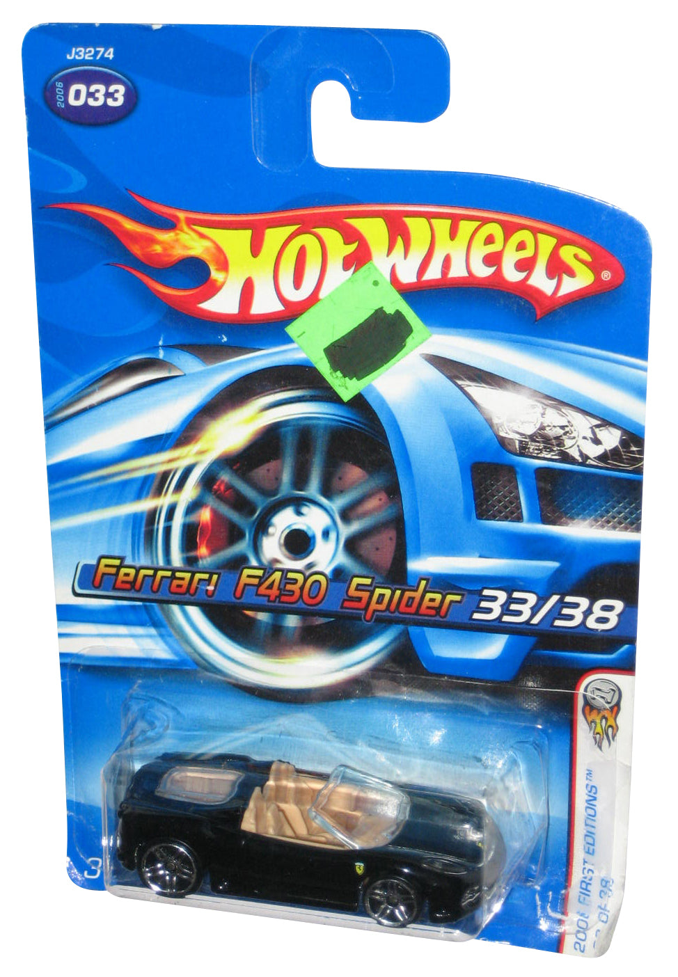 Hot Wheels 2006 First Editions 33/38 Black Ferrari F430 Spider Toy Car #033 - (Damaged Packaging)