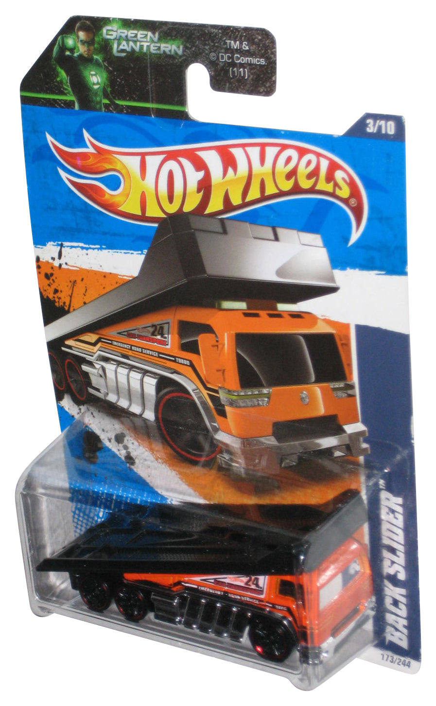 Hot Wheels HW City Works '11 3/10 Orange & Black Back Slider Toy 173/244 - (Green Lantern Card)