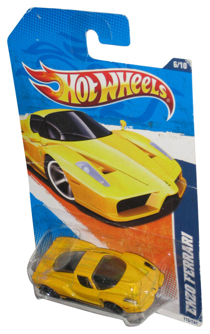 Hot Wheels Nightburnerz 6/10 (2010) Yellow Enzo Ferrari Toy Car 116/244 - (Dented Plastic)