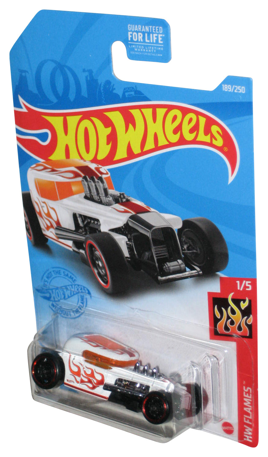Hot Wheels HW Flames 1/5 (2021) White Mod Rod Toy Car 189/250