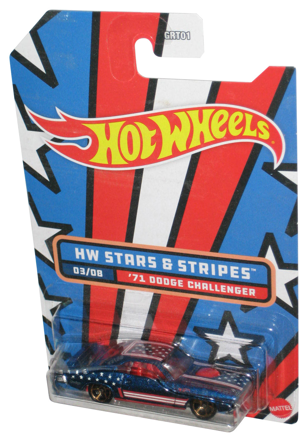 Hot Wheels HW Stars & Stripes (2021) '71 Dodge Challenger Blue Toy Car 03/08
