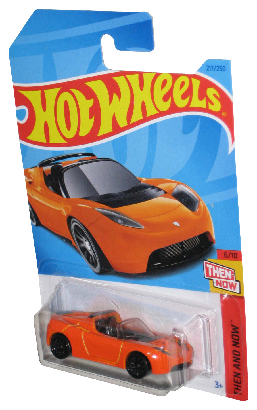 Hot Wheels Then And Now 6/10 (2021) Orange Tesla Roadster Toy Car 217/250