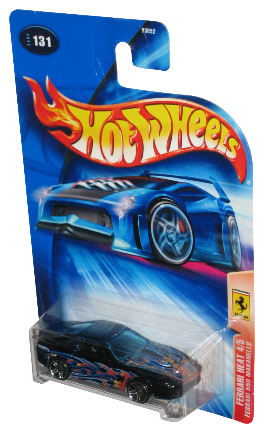Hot Wheels Ferrari Heat 4/5 (2004) Blue 550 Maranello Toy Car #131 - (5 Spoke Rims)