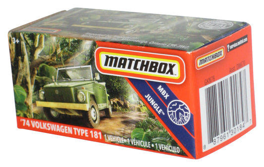 Matchbox Power Grabs Box MBX Jungle (2019) Green '74 Volkswagen Type 181 Toy Car