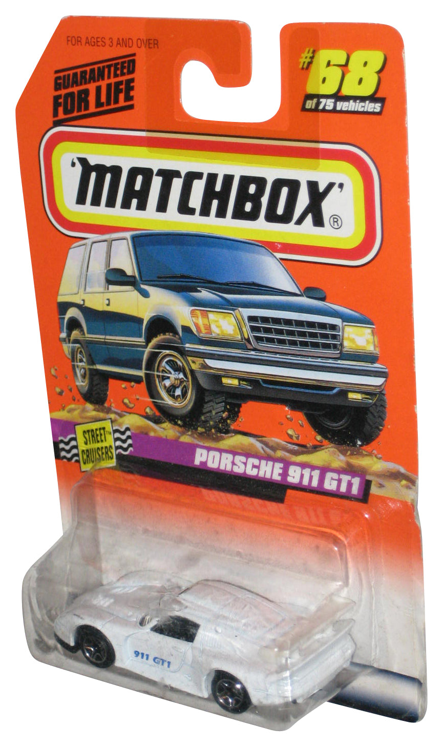 Matchbox Street Cruisers (1997) White Porsche 911 GT1 Toy Car 68/75 - (Dented Plastic)