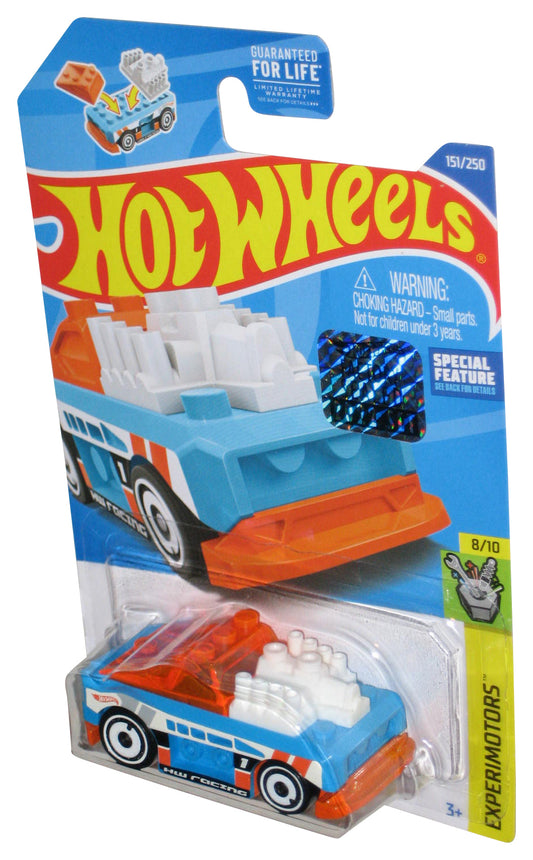 Hot Wheels Experimotors 8/10 (2021) White Blue & Orange Custom Small Block Car 151/250 - (Factory Sealed Sticker)