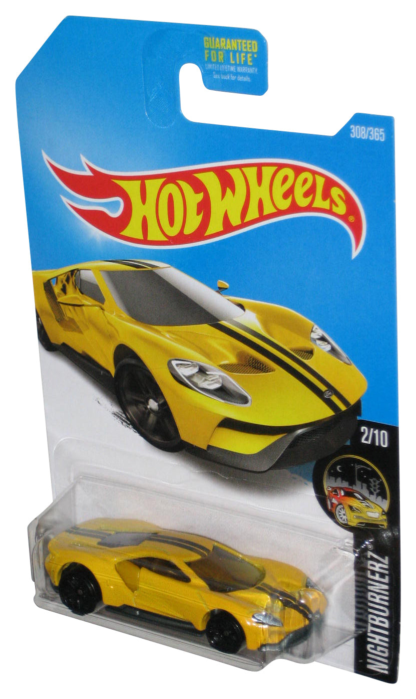 Hot Wheels Nightburnerz 2/10 (2015) Yellow '17 Ford GT Toy Car 308/365