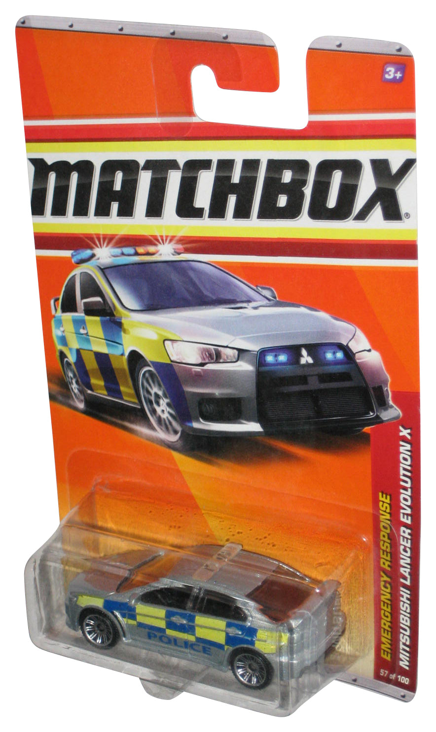 Matchbox Emergency Response (2010) Silver Police Mitsubishi Lancer Evolution X Car 57/100