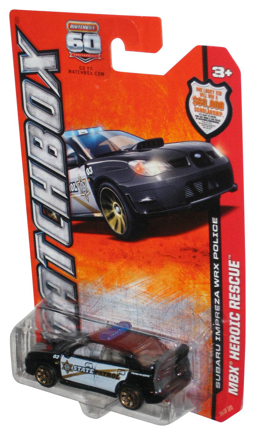 Matchbox MBX Heroic Rescue (2012) Black Subaru Impreza WRX Police Car 94/120