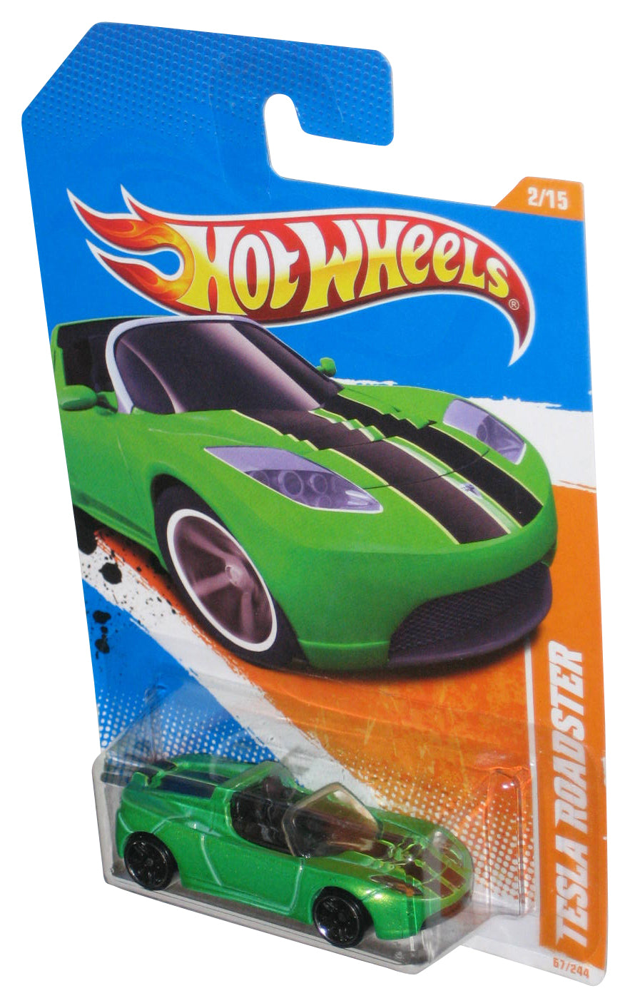 Hot Wheels Track Stars 2/15 (2010) Green Tesla Roadster Toy Car 67/244