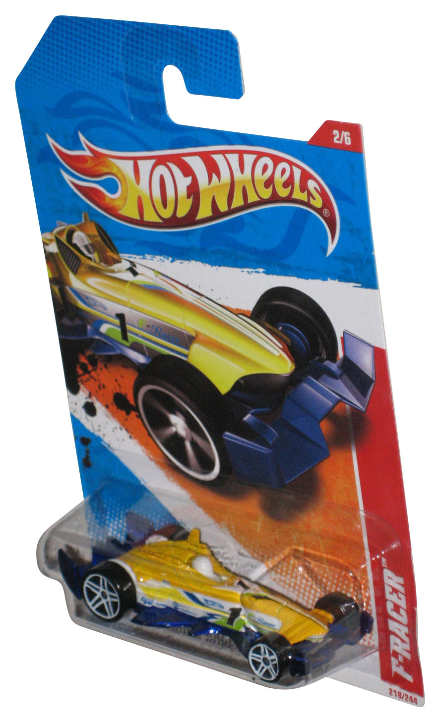 Hot Wheels Thrill Racers Raceway 2/6 (2010) Yellow F-Racer Toy Car 218/244