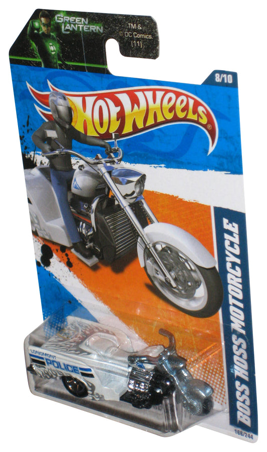 Hot Wheels HW Main Street '11 White Boss Hoss Police Motorcycle Bike Toy 168/244 - (Green Lantern Card)