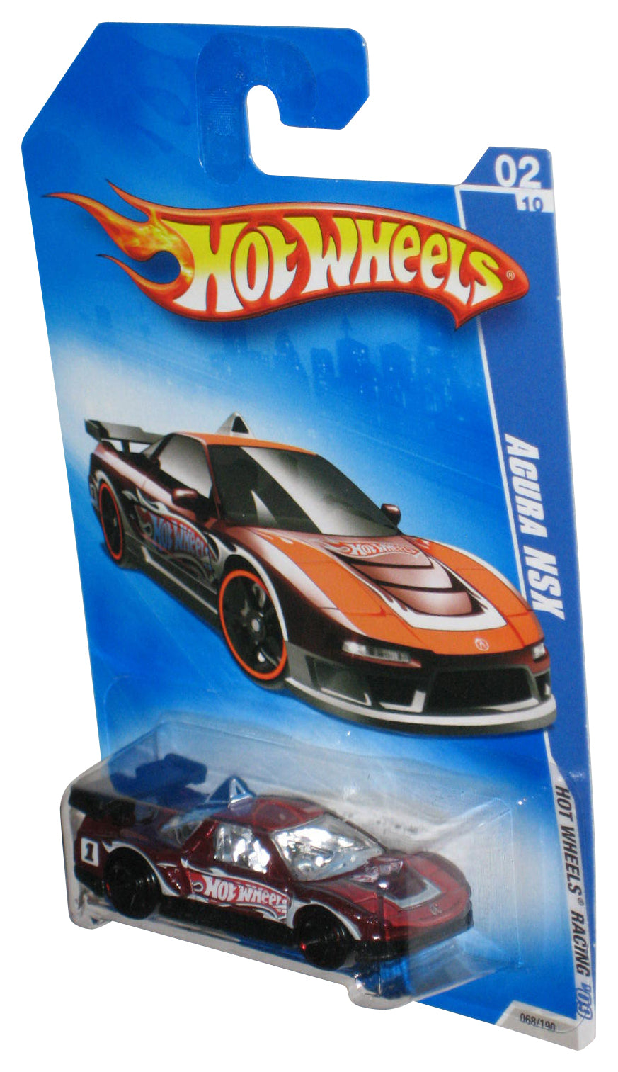 Hot Wheels Racing '09 02/10 (2008) Red Acura NSX Toy Car 068/190