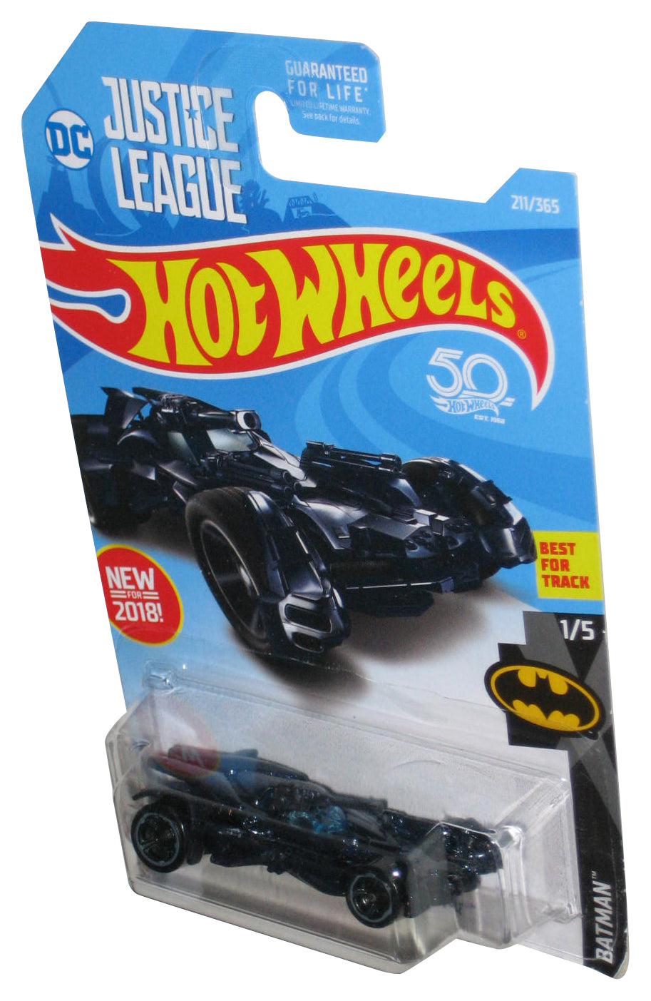 Hot Wheels Justice League Batmobile (2018) Mattel Metallic Blue Toy Car 211/365