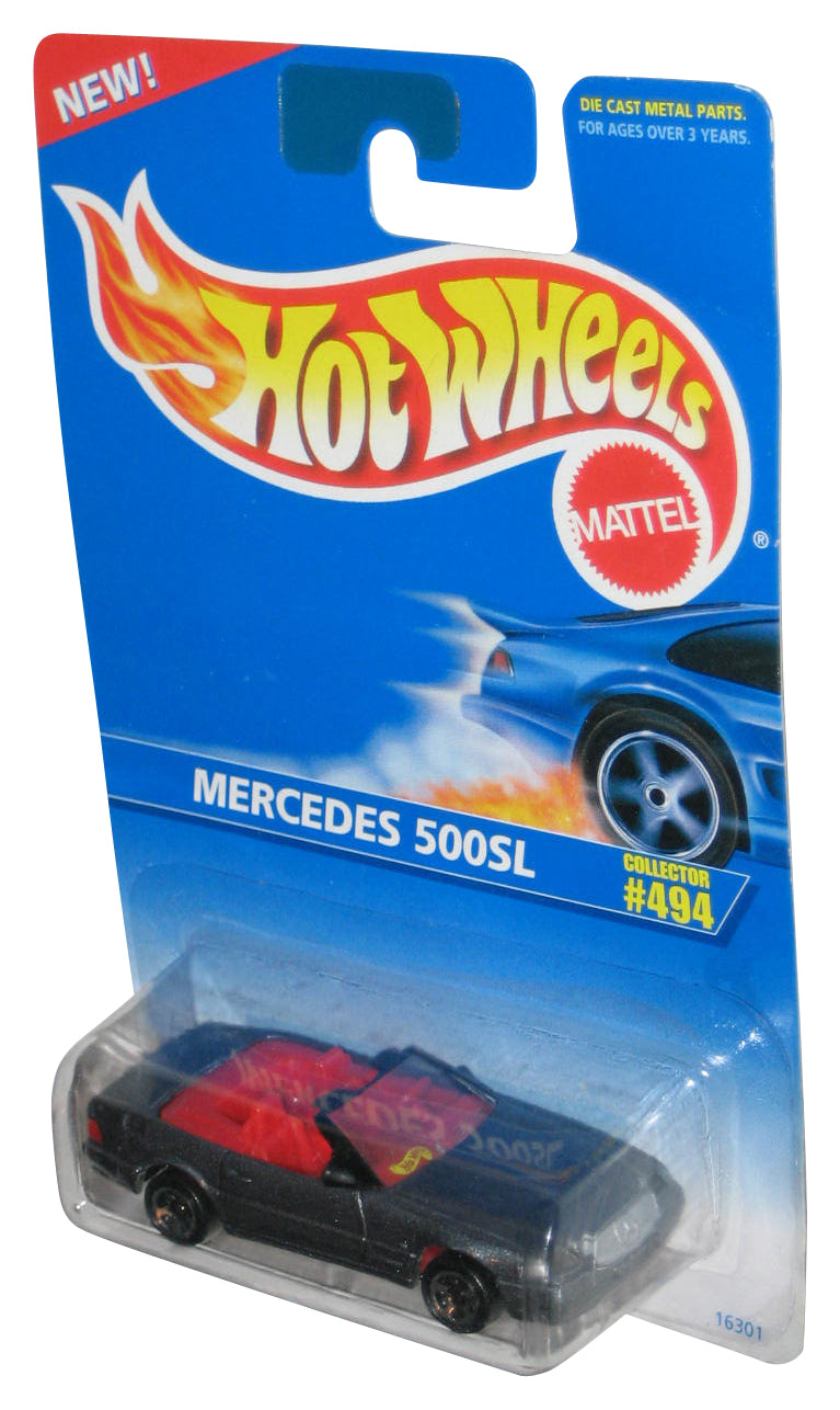 Hot Wheels Mercedes 500SL (1995) Mattel Silver Collector Toy Car #494 - (Minor Shelf Wear)
