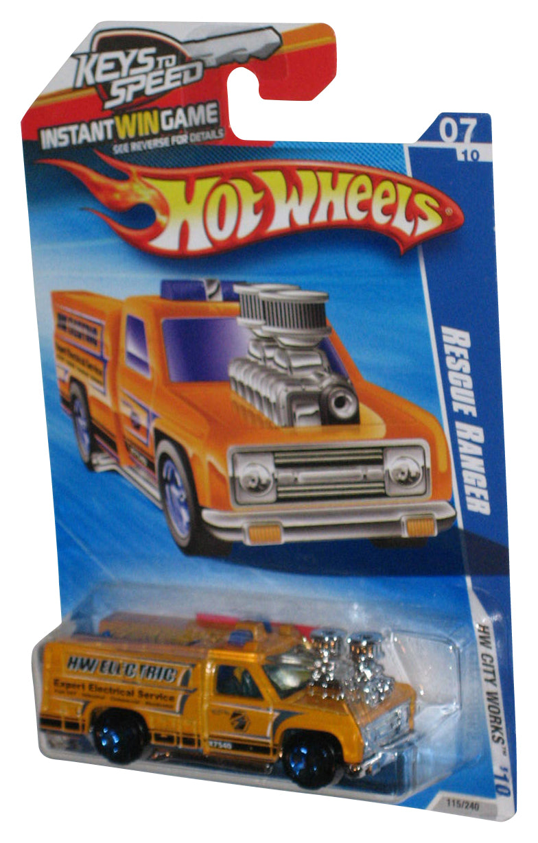 Hot Wheels HW City Works '10 07/10 Yellow Rescue Ranger Truck Toy 115/240 - (Keys To Speed Card)